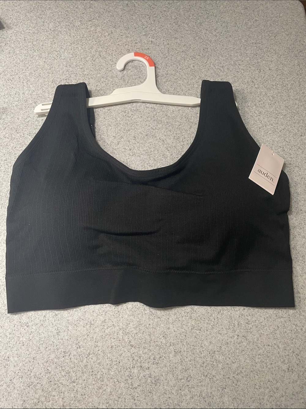 Auden Black Seamless  Knit Bralette 2X